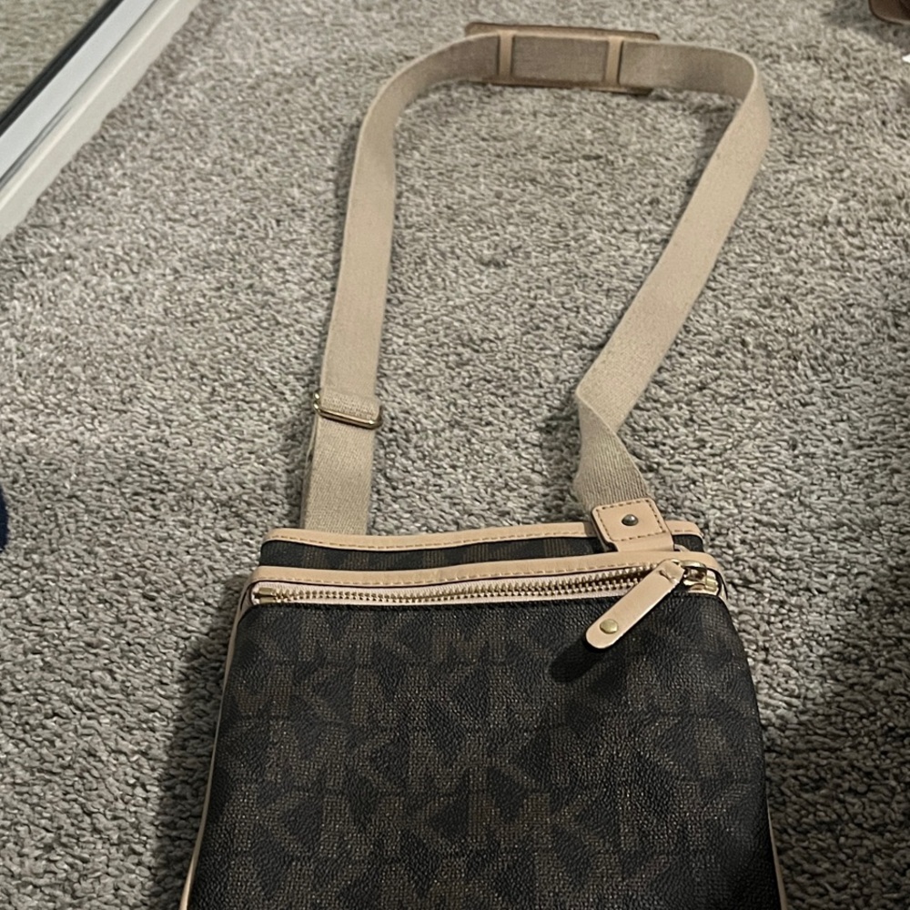 Michael Kors Black and Tan Crossbody Bag